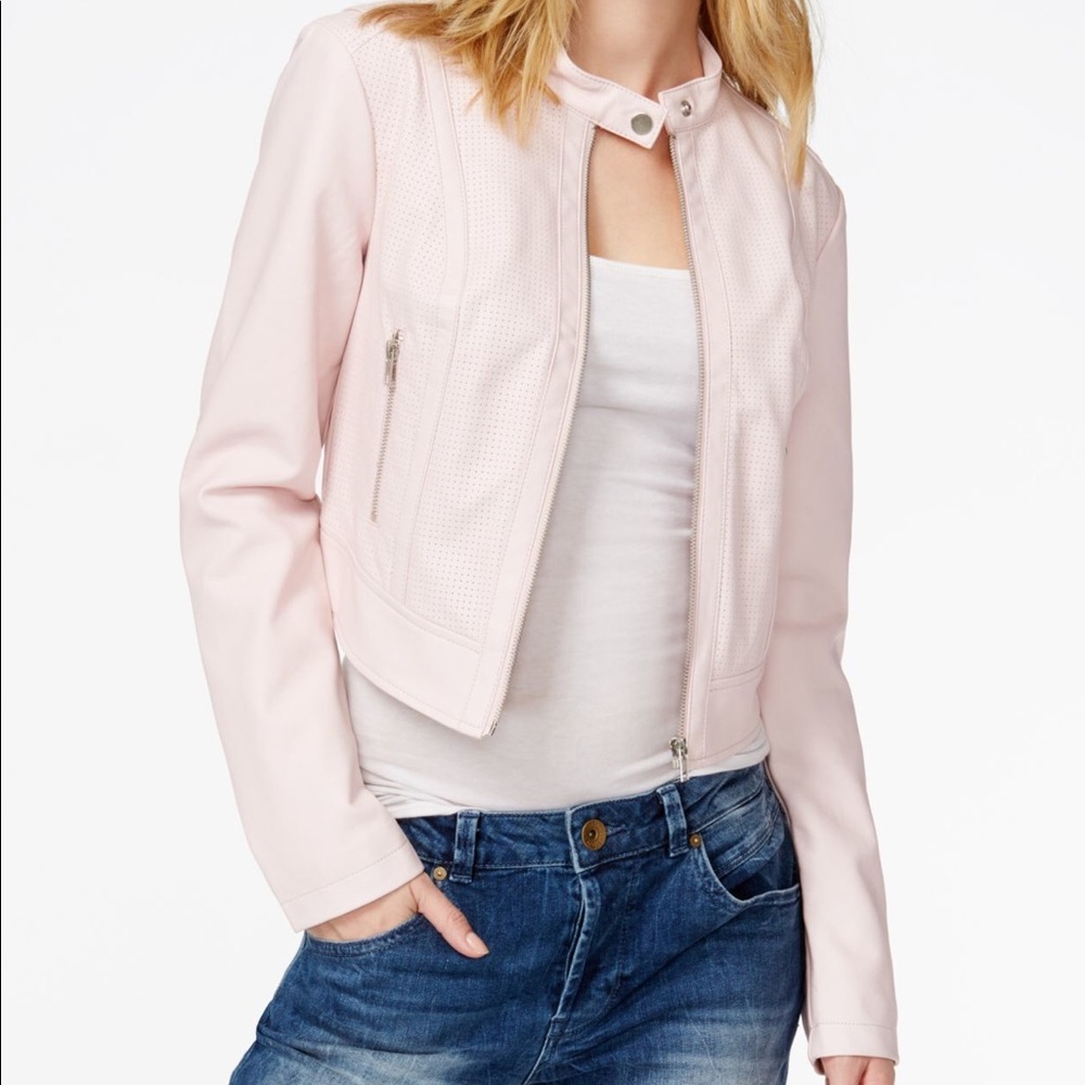 Natalie Perforated Faux-leather Moto Jacket